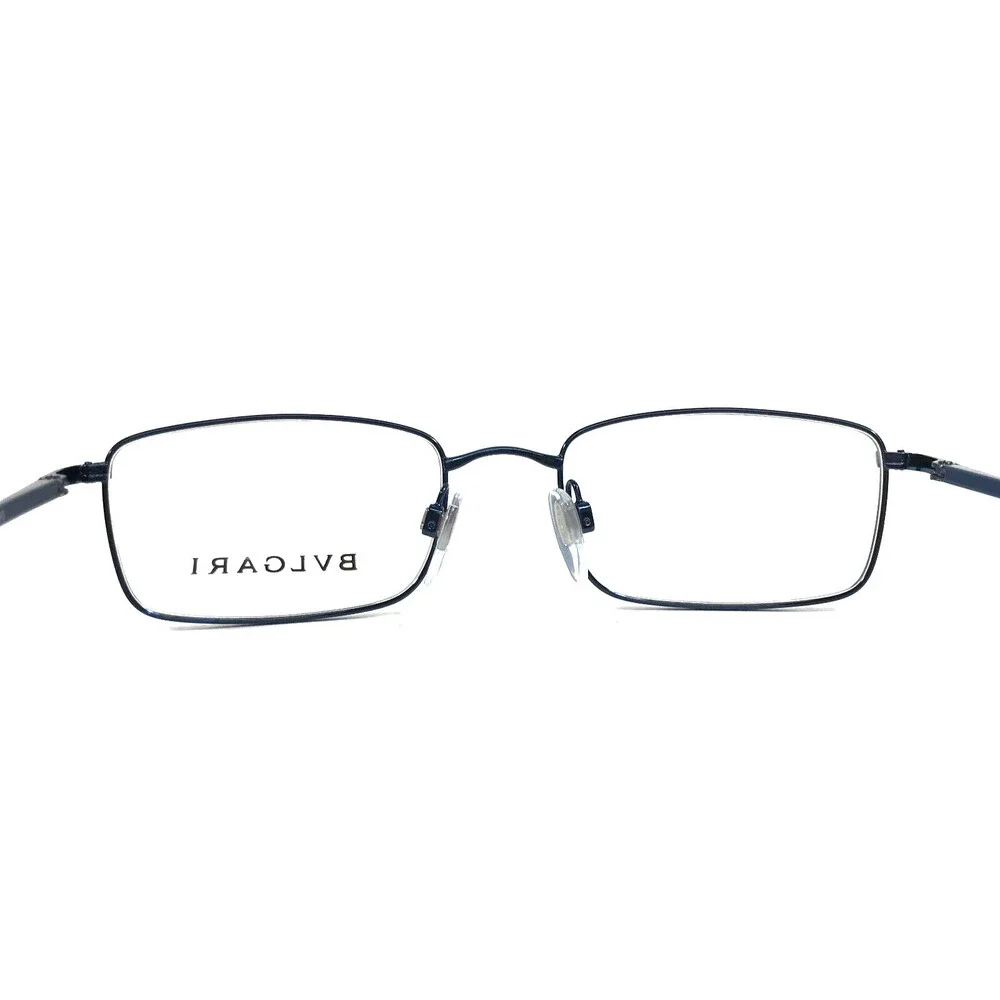 Bvlgari Eyeglasses Frames 157 203 Polished Blue Rectangle Wire Rim 50-18-135